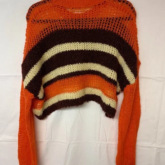 Kimchi Blue Sweater cropped open knit dropped shoulder boxy y2k Boho Womens SZ S - Picture 3 of 8